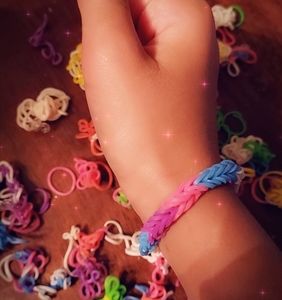 Braided White, Blue, And Purple Bracelet